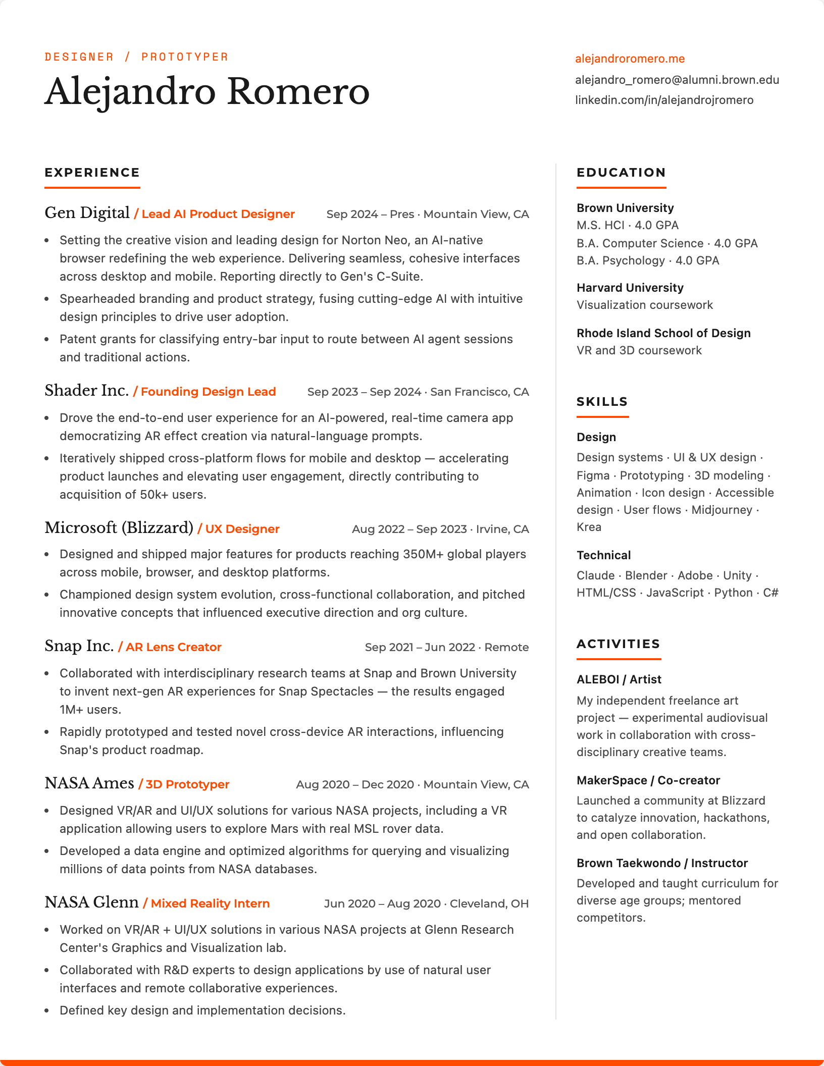 Alejandro Romero resume